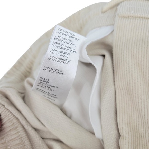 Urban Outfitters Barrel‎ Leg Corduroy Pants S Beige Y2K Elastic Waist Casual - Picture 5 of 5